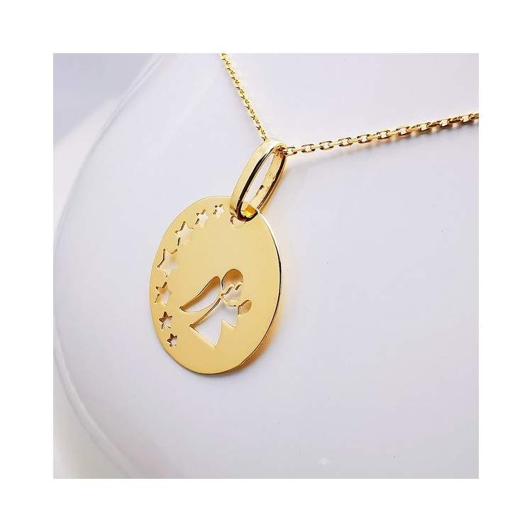 Pendentif Médaille Ange Or Jaune 750 - 18 carats