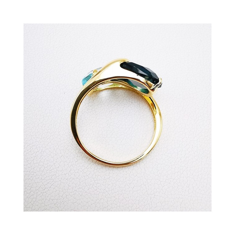 Bague Topaze et Topaze Blue London Or Jaune 750 - 18 carats