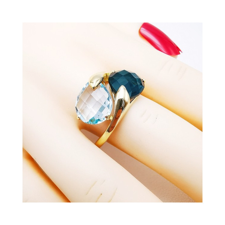 Bague Topaze et Topaze Blue London Or Jaune 750 - 18 carats