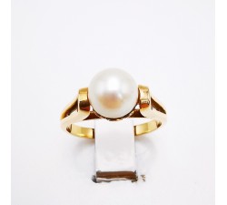 Bague Perle Or Jaune 750 - 18 carats (Bijou d'Occasion) Bague Vintage
