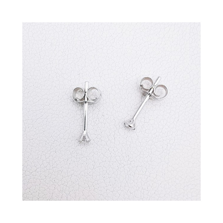 Boucles d'Oreilles Puces Oxydes de Zirconium Or Blanc 750 - 18 carats