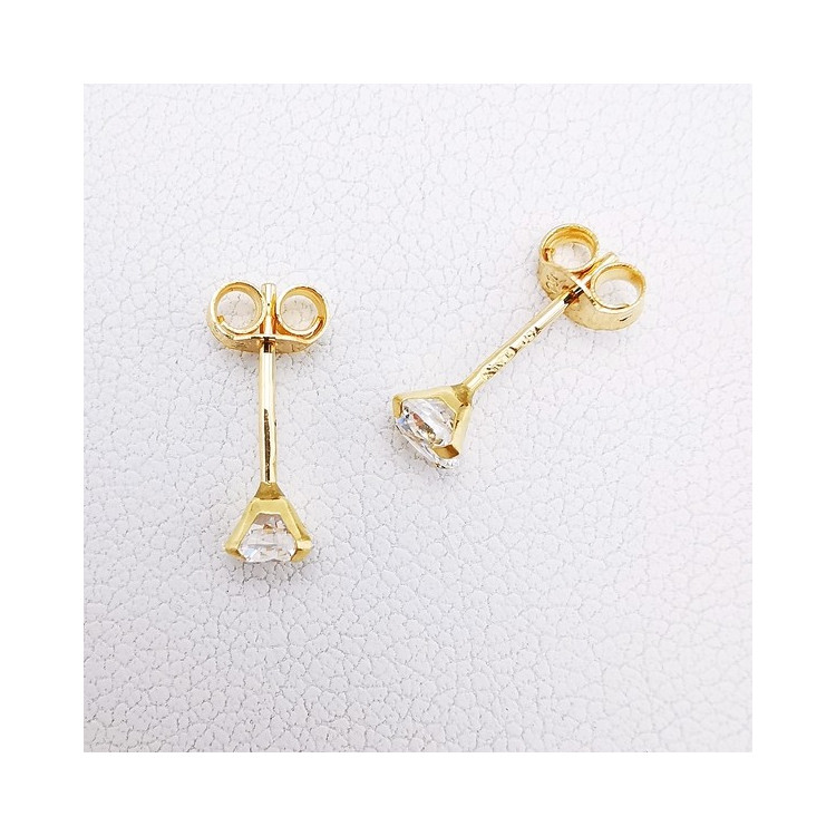 Boucles d'Oreilles Puces Oxydes de Zirconium Or Jaune 750 - 18 carats