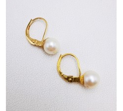 Boucles d'Oreilles Dormeuses Perles de Culture Or Jaune 750 - 18 carats