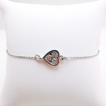 Bracelet Cœur Diamants Or Blanc 750 - 18 carats