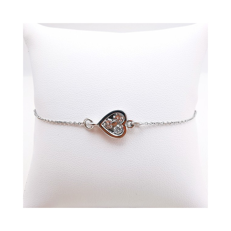 Bracelet Cœur Diamants Or Blanc 750 - 18 carats
