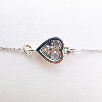 Bracelet Cœur Diamants Or Blanc 750 - 18 carats