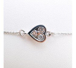 Bracelet Cœur Diamants Or Blanc 750 - 18 carats