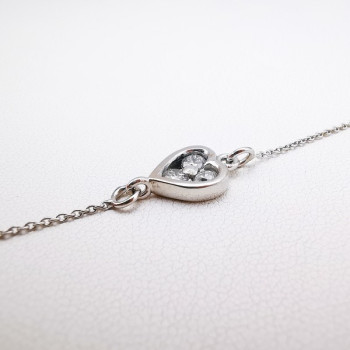 Bracelet Cœur Diamants Or Blanc 750 - 18 carats