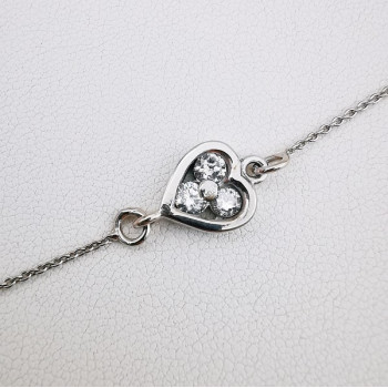 Bracelet Cœur Diamants Or Blanc 750 - 18 carats