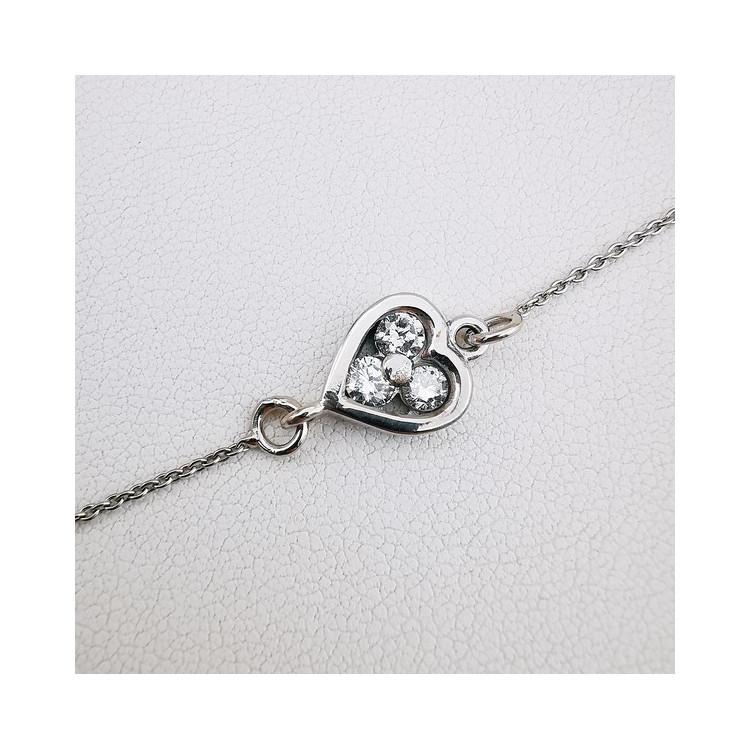 Bracelet Cœur Diamants Or Blanc 750 - 18 carats