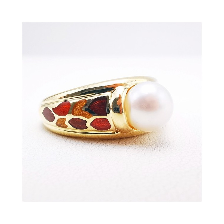 Bague Perle Or Jaune 750 - 18 carats (Bijou d'occasion)
