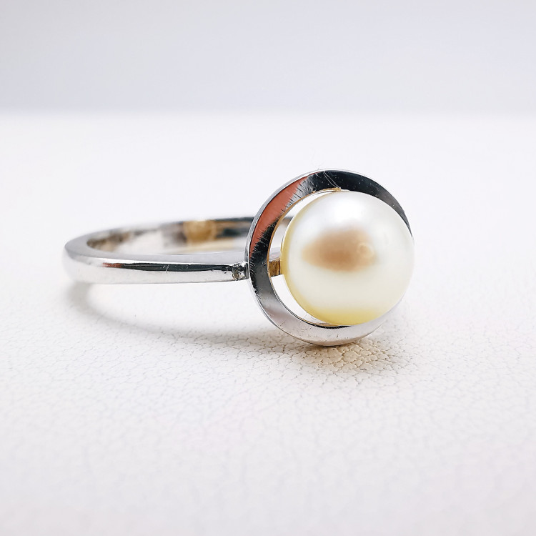 Bague Perle Or Blanc 750 - 18 carats (Bijou d'occasion)