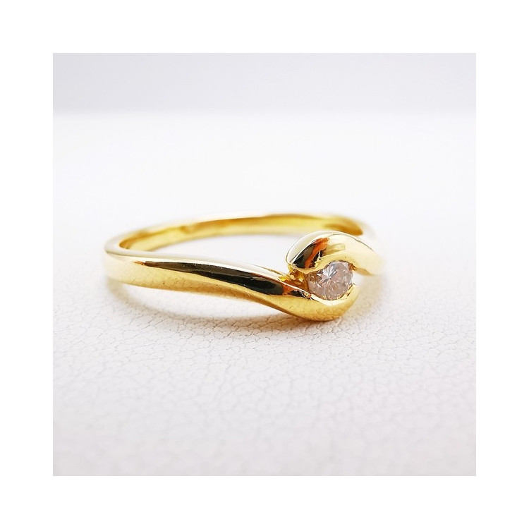 Bague Solitaire Diamant 0.10 ct Or Jaune 750 - 18 carats (Bijou d'Occasion)