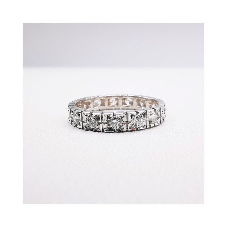 Alliance tour Complet Diamants Or Blanc 750 - 18 carats (Bijou d'occasion)