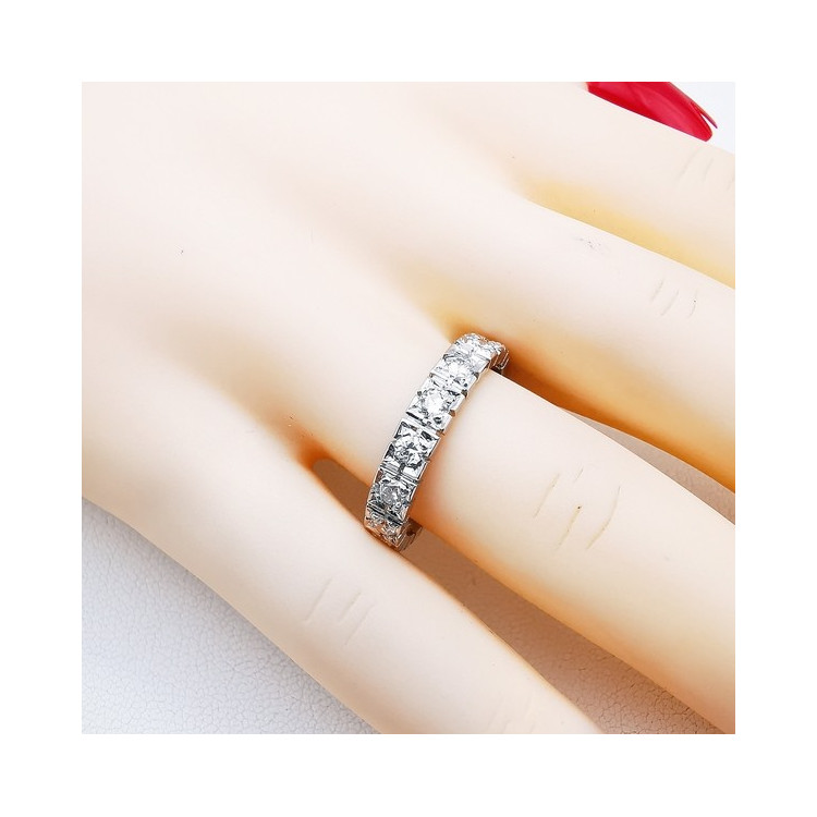 Alliance tour Complet Diamants Or Blanc 750 - 18 carats (Bijou d'occasion)