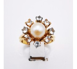 Bague Perle Or Jaune 750 - 18 carats (Bijou d'occasion) Bague vintage