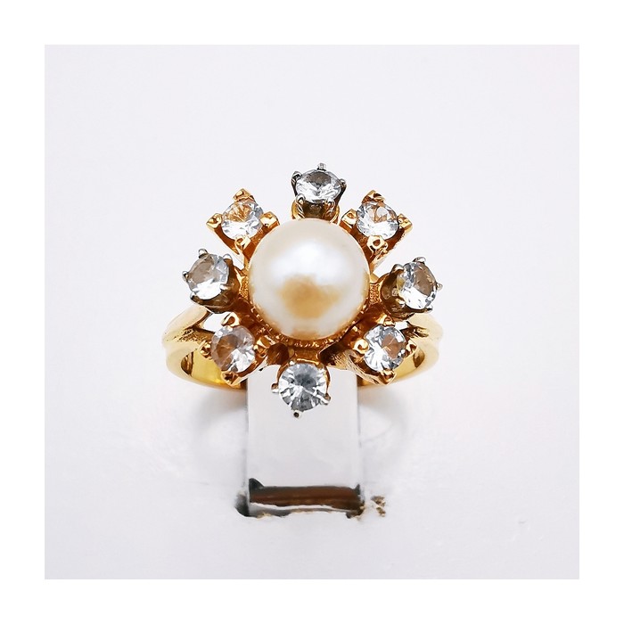 Bague Perle Or Jaune 750 - 18 carats (Bijou d'occasion) Bague vintage