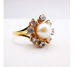 Bague Perle Or Jaune 750 - 18 carats (Bijou d'occasion) bague  ancienne