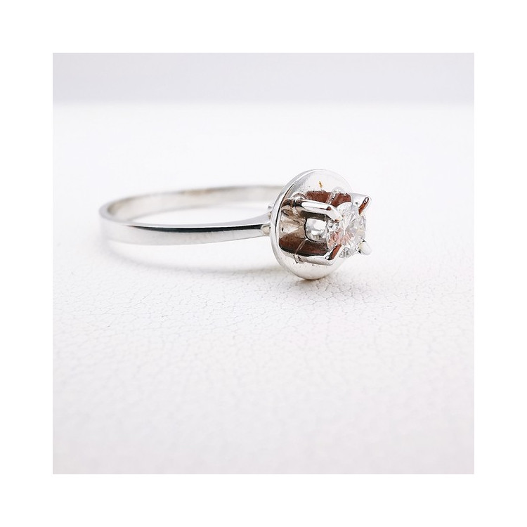 Bague Solitaire Diamant 0.12 ct Or Blanc 750 - 18 carats (Bijou d'occasion)