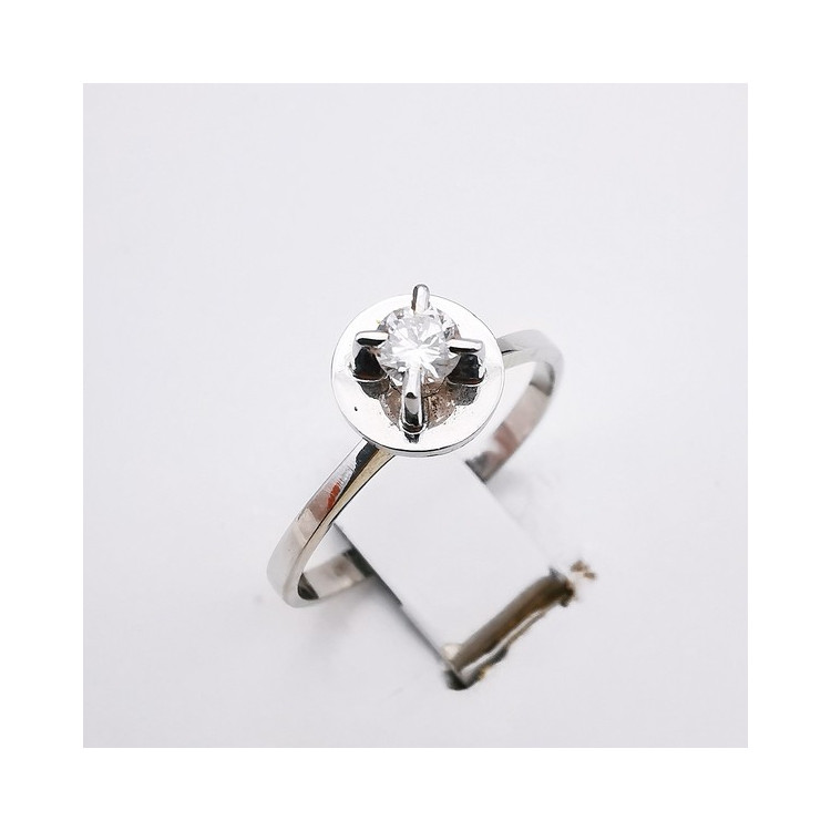 Bague Solitaire Diamant 0.12 ct Or Blanc 750 - 18 carats (Bijou d'occasion)