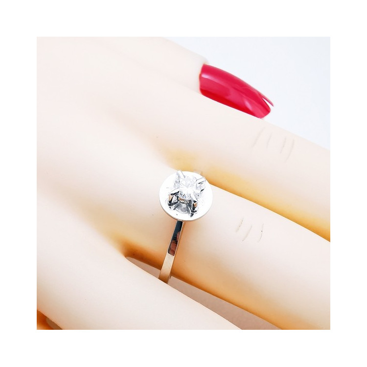 Bague Solitaire Diamant 0.12 ct Or Blanc 750 - 18 carats (Bijou d'occasion)