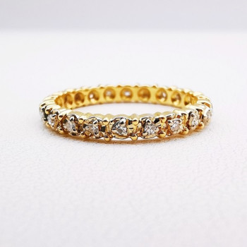 Alliance Tour Complet Diamants Or Jaune 750 - 18 carats (Bijou d'Occasion)