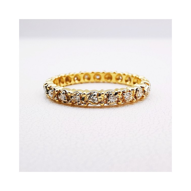 Alliance Tour Complet Diamants Or Jaune 750 - 18 carats (Bijou d'Occasion)