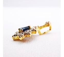Pendentif Saphir entourage Diamants Or Jaune 750 - 18 carats (Bijou d'occasion)
