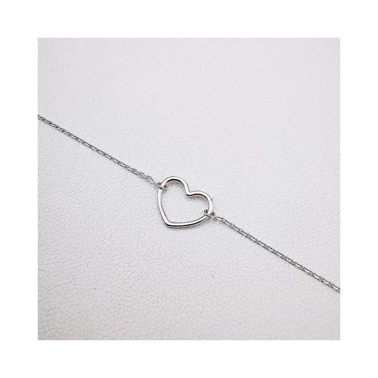 Bracelet Cœur Or Blanc 750 - 18 carats