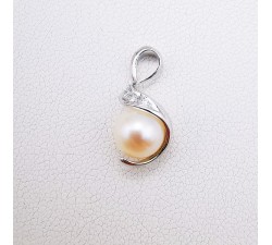 Pendentif Perle Oxydes de Zirconium Or Blanc 750 - 18 carats