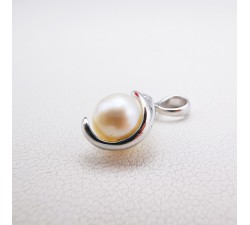 Pendentif Perle Oxydes de Zirconium Or Blanc 750 - 18 carats