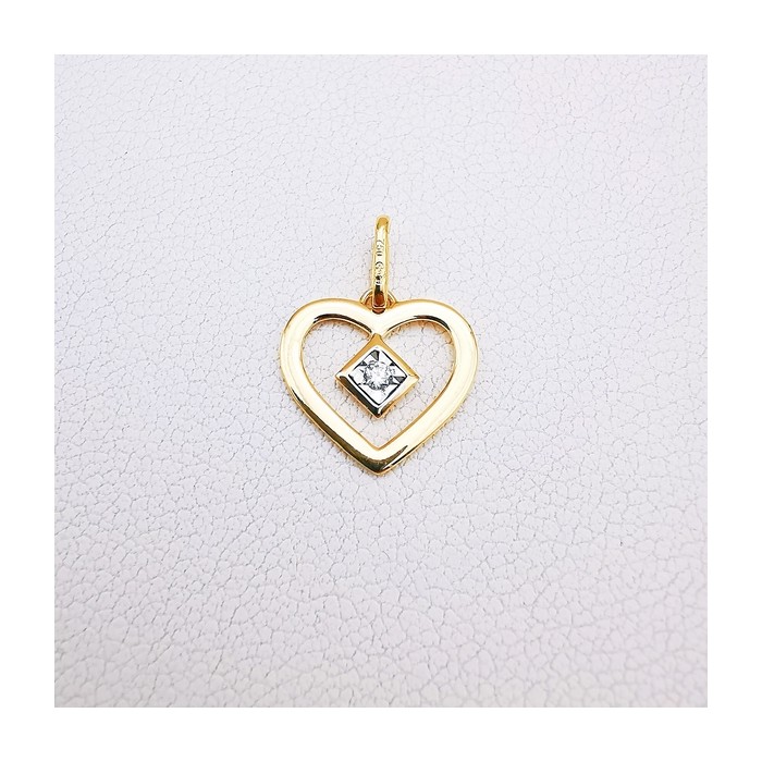 Pendentif Cœur Diamant Or Jaune 750 - 18 carats