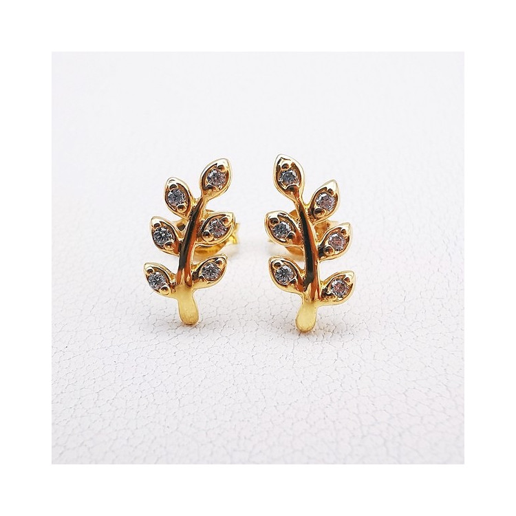 Clous D Oreilles Argent Zircone Jaune Plaque Or Fleur O6 Mm 598915