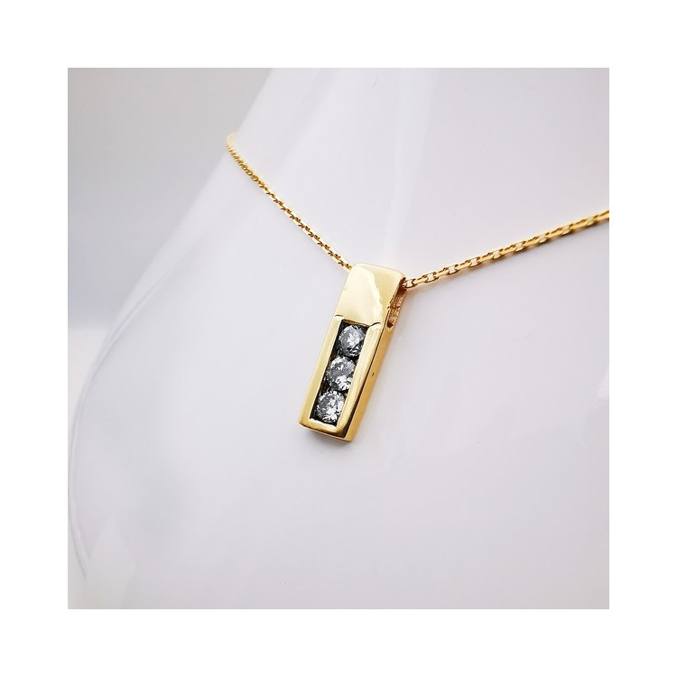 Pendentif Trilogie de Diamants Or Jaune 750 - 18 carats