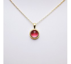 Collier Pendentif Tourmaline Rose Or Jaune 750 - 18 carats