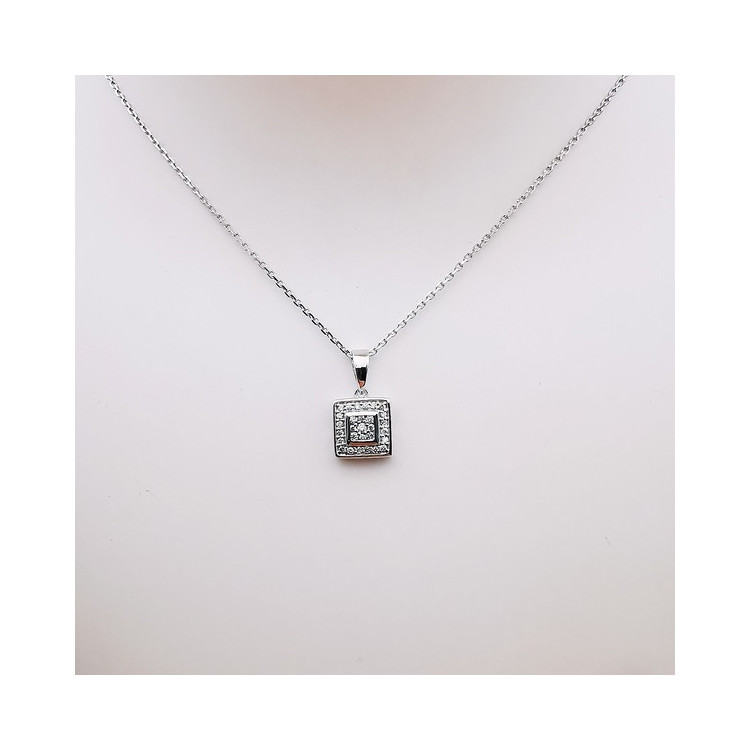 Collier Pendentif Diamants Or Blanc  750 - 18 carats