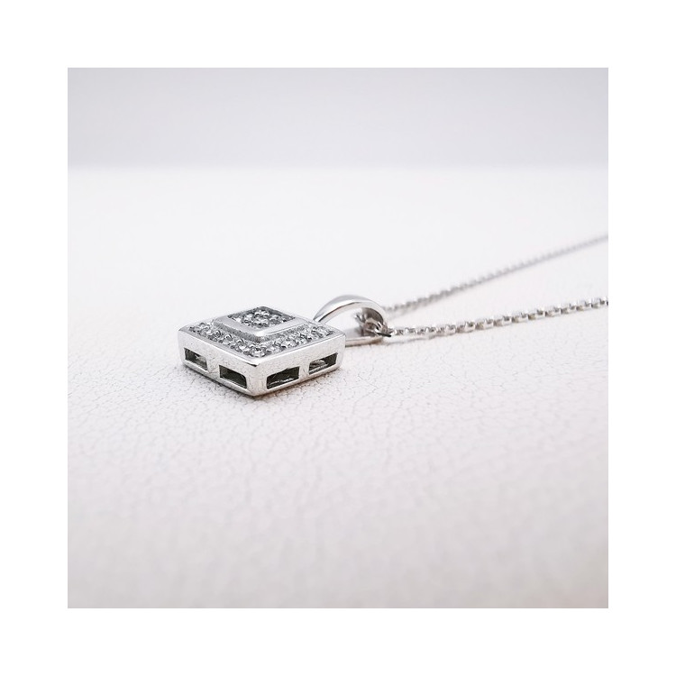 Collier Pendentif Diamants Or Blanc  750 - 18 carats