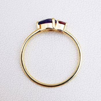 Bague Améthyste et Rhodolite Or Jaune 750 - 18 carats