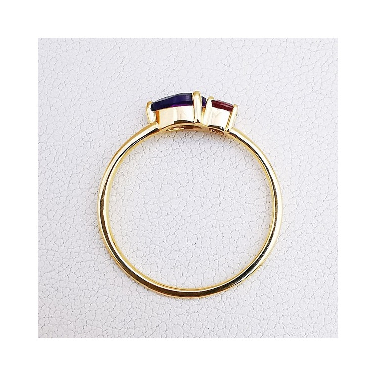 Bague Améthyste et Rhodolite Or Jaune 750 - 18 carats