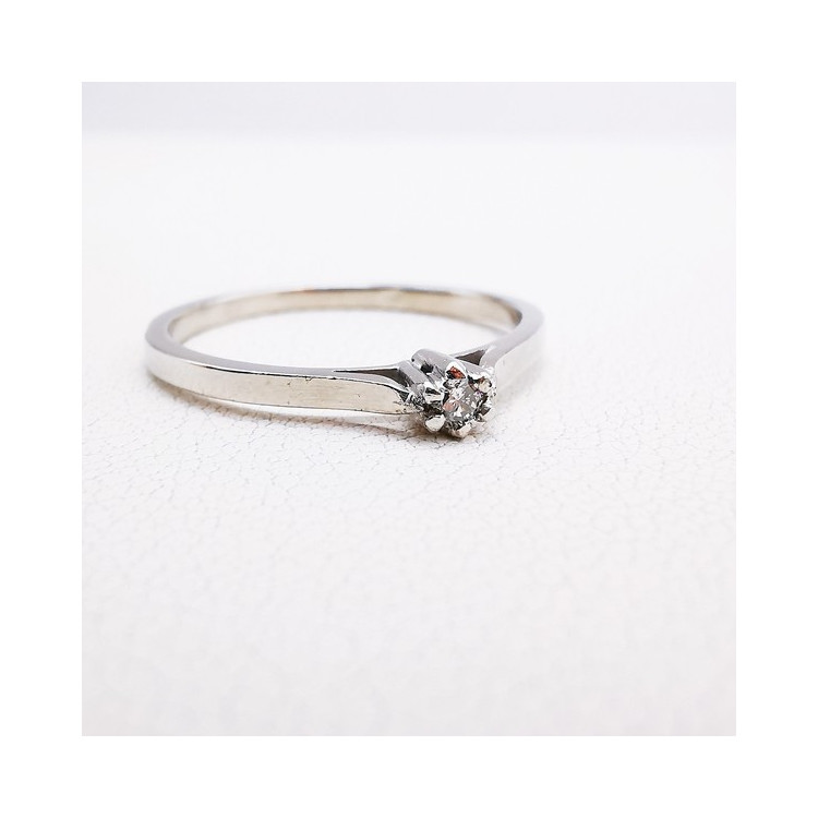 Bague Solitaire "promise" Diamant 0.04 ct Or Blanc 750 - 18 carats