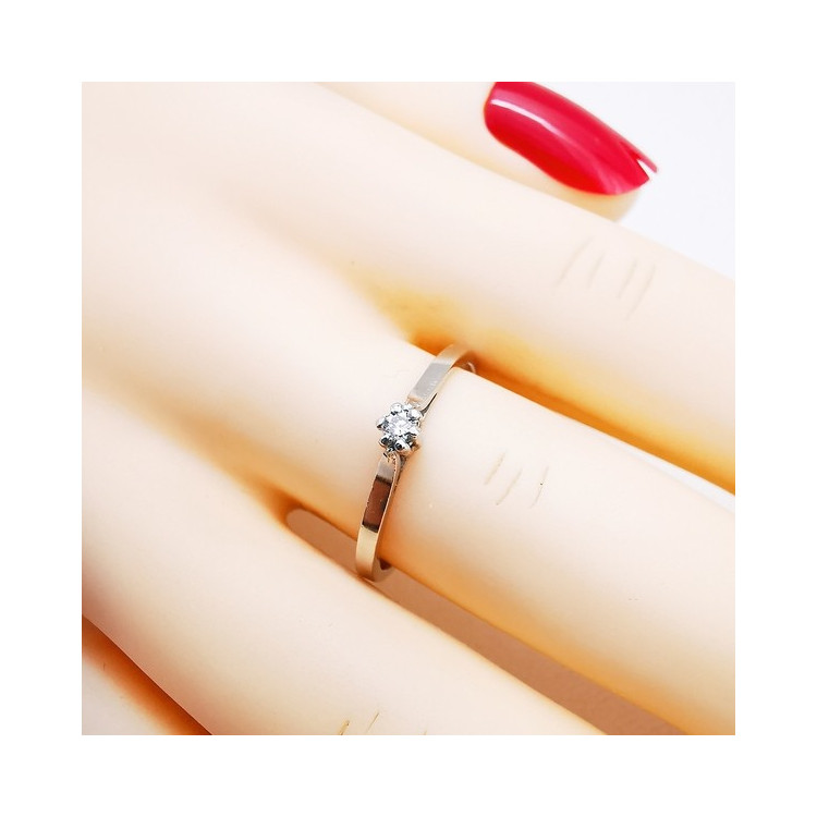 Bague Solitaire "promise" Diamant 0.04 ct Or Blanc 750 - 18 carats