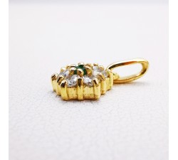 Pendentif "Lady Romantique" Emeraude Diamants Or Jaune 750 - 18 carats