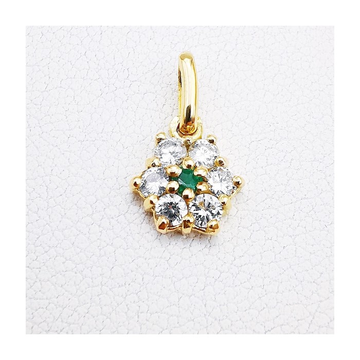 Pendentif "Lady Romantique" Emeraude Diamants Or Jaune 750 - 18 carats