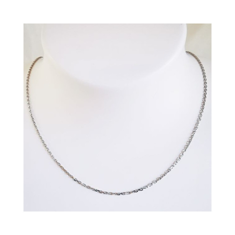 Chaîne 45 cm Or Blanc 750 - 18 carats Maille Forçat 3.50 Grammes