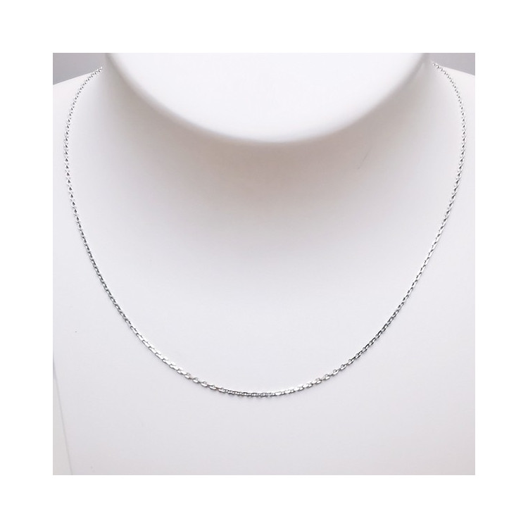 Chaîne 40 cm Or Blanc 750 - 18 carats Maille Forçat 1.55 grammes
