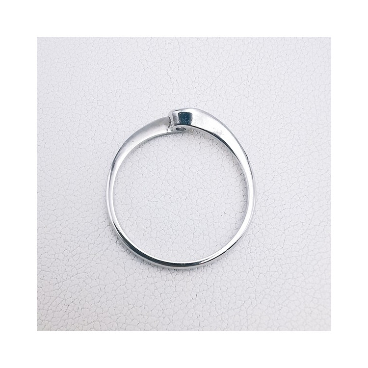 Bague "Tourbillon d'Amour" Solitaire Aigue Marine Or Blanc 750 - 18 carats