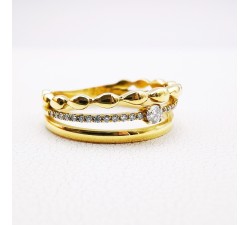 Alliance "triade d'amour" Diamants Or Jaune 750 - 18 carats