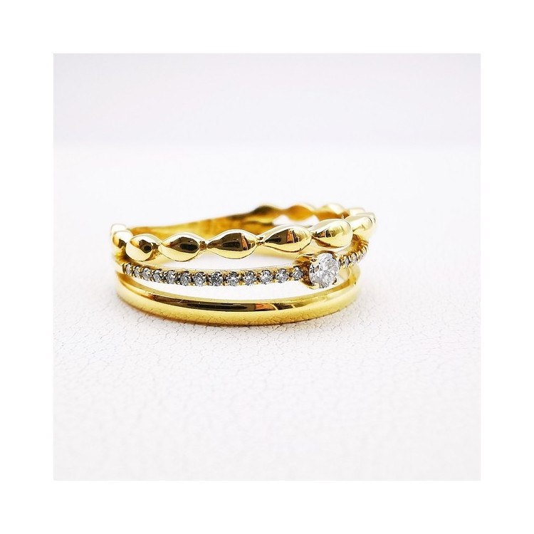Alliance "triade d'amour" Diamants Or Jaune 750 - 18 carats