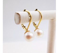 Boucles d'Oreilles Dormeuses Perles Or Jaune 750 - 18 carats (Bijou d'occasion)