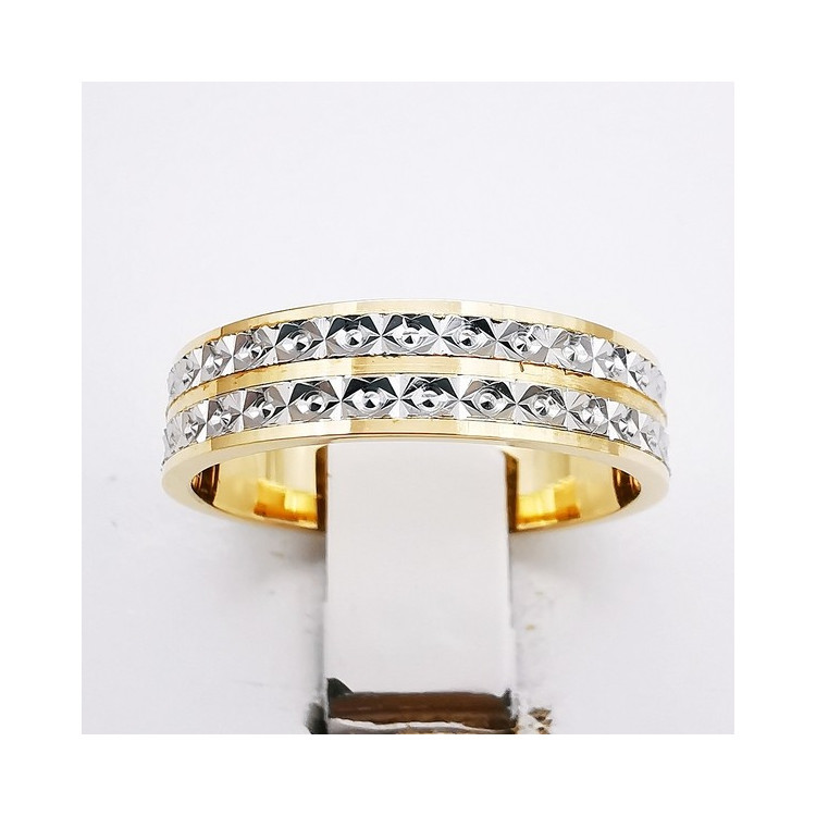 Alliance Diamantée Bicolore Jaune et Blanc Or 750 - 18 carats